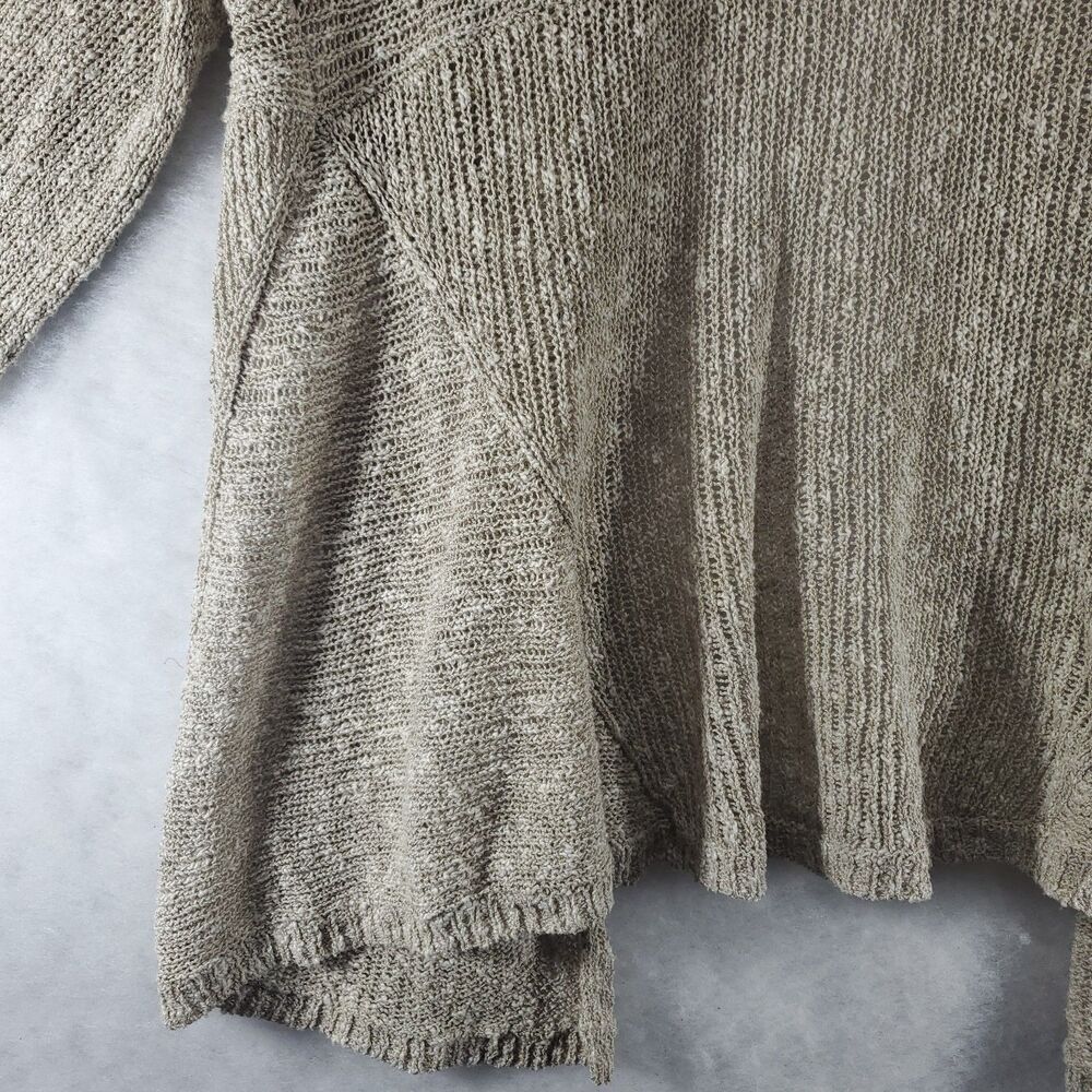 L Eileen Fisher Linen Blend Knit Cardigan Loose Open Front Trapeze Swing Natural - Picture 11 of 11